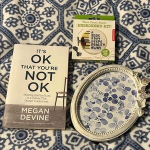 It's OK That You're Not OK by Megan Devine with embroidery kit and frame